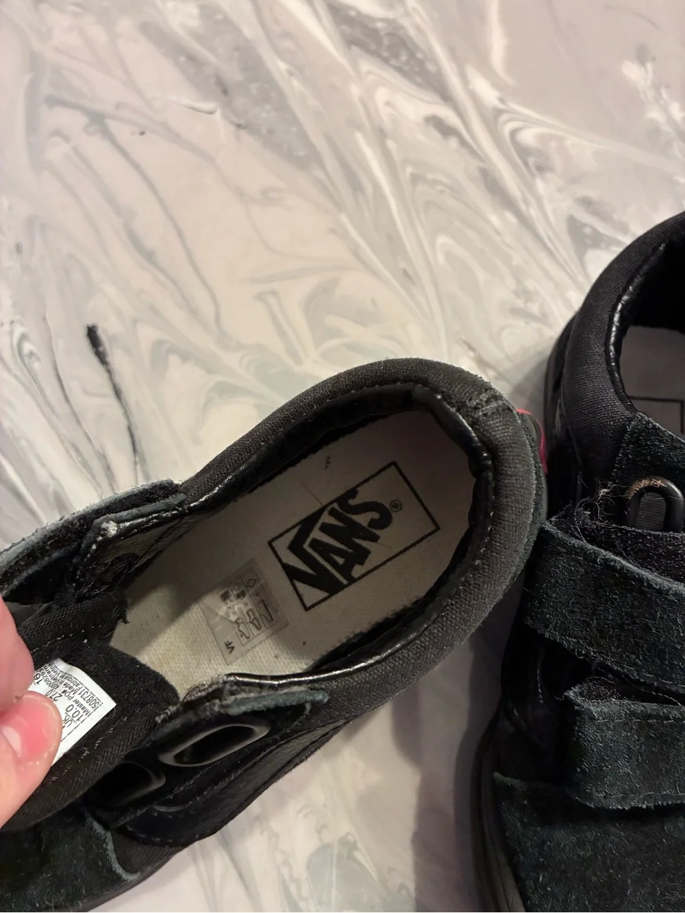 Kids Vans Black Velcro Suede Sneakers - Comfortable Everyday Shoes